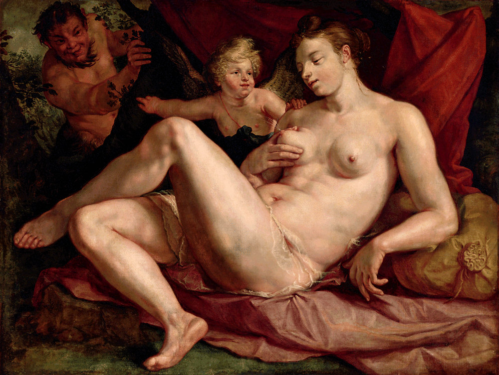 Venus and Cupid Spied on by a Satyr